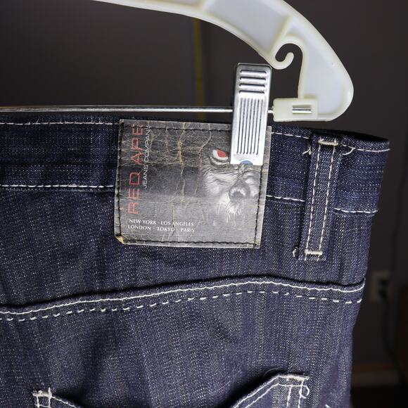 Red Ape Jeans Co. Embroidered Dark Wash Denim Pants 34/32 - Picture 3 of 4